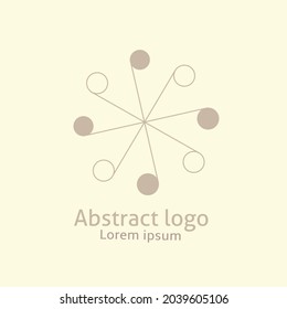 El logotipo vectorial de línea abstracta con puntos se conecta entre sí, el logotipo vectorial idea moderna con fondo crema. 