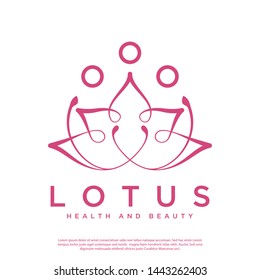 vector logo of line art lotus plants