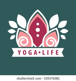 Vector logo in a line style. Fitness room, yoga center, spa salons. Fashion and beauty symbols.