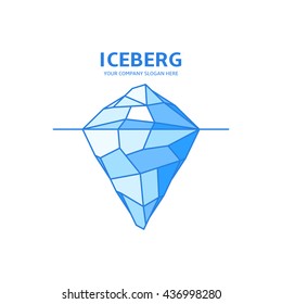 Vector logo in linear style. Iceberg icon from triangles and polygons. Template of label of travel club.