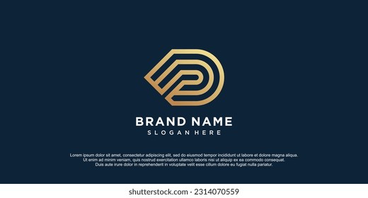 Logotipo vectorial con el lineart de la letra D marca de tecnología moderna única y limpia