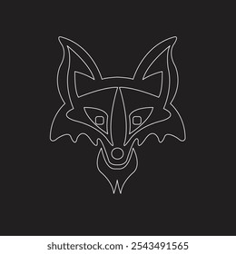 
vector, logo, lineart, wolf head with white color and black background