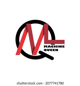 Vector logo of lines forming letter W and MACHINE QUEEN text, for free design.