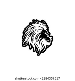 ﻿A vector logo of a lion in black and white, simplistic.