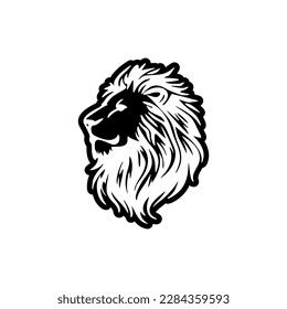 ﻿A vector logo of a lion in bw, with minimal design.