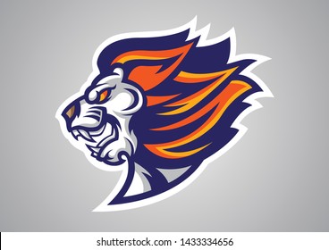 vector logo lion head with art illustration 