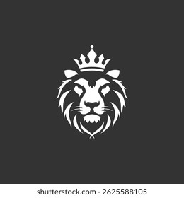 Vector logo of a lion king head wearing a crown suitable for use as an esport logo, brand identity, and also a tattoo