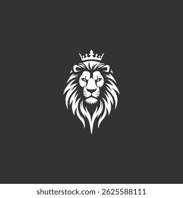 Vector logo of a lion king head wearing a crown suitable for use as an esport logo, brand identity, and also a tattoo