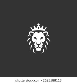 Vector logo of a lion king head wearing a crown suitable for use as an esport logo, brand identity, and also a tattoo