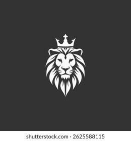 Vector logo of a lion king head wearing a crown suitable for use as an esport logo, brand identity, and also a tattoo