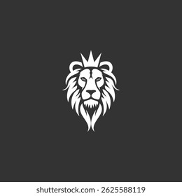 Vector logo of a lion king head wearing a crown suitable for use as an esport logo, brand identity, and also a tattoo