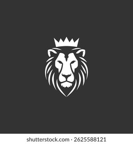Vector logo of a lion king head wearing a crown suitable for use as an esport logo, brand identity, and also a tattoo