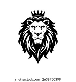 Vector logo of a lion king head wearing a crown suitable for use as an esport logo
