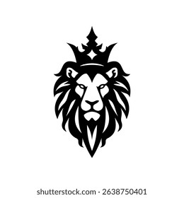 Vector logo of a lion king head wearing a crown suitable for use as an esport logo
