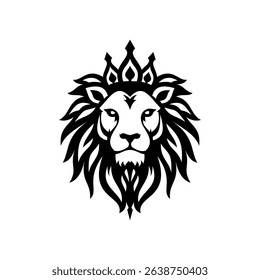 Vector logo of a lion king head wearing a crown suitable for use as an esport logo
