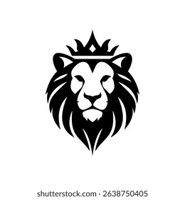 Vector logo of a lion king head wearing a crown suitable for use as an esport logo
