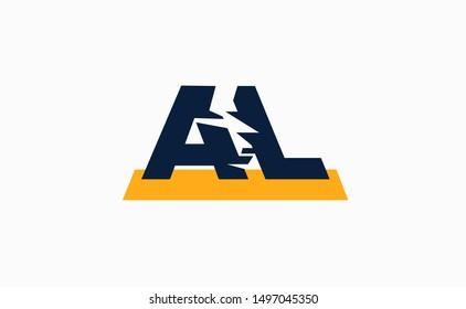 Vector logo lion in negative space. Initials AL. Vector sign