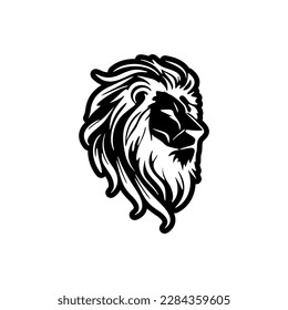 Logo vectorial de un león con un diseño simplista en blanco y negro.