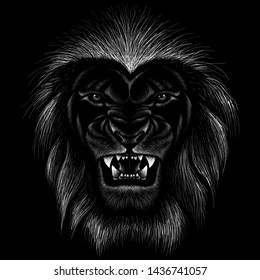 The Vector logo lion for tattoo or T-shirt  print design or outwear.  Hunting style lions background.