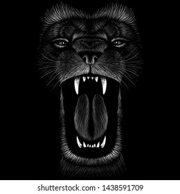 The Vector logo lion for tattoo or T-shirt print design or outwear.  Hunting style lions background.