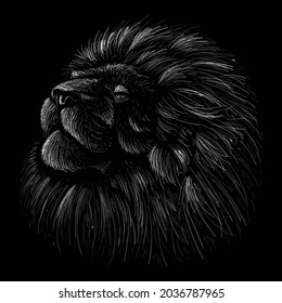 The Vector logo lion for tattoo or T-shirt print design or outwear.  Hunting style lions background. This hand drawing would be nice to make on the black fabric or canvas.
