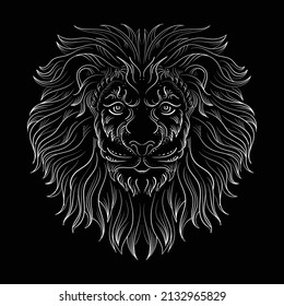 The Vector logo lion for tattoo or T-shirt print design or outwear.  Hunting style lions background. This hand drawing would be nice to make on the black fabric or canvas.