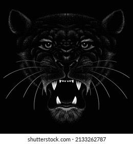 The Vector logo lion for tattoo or T-shirt print design or outwear.  Hunting style lions background. This hand drawing would be nice to make on the black fabric or canvas.