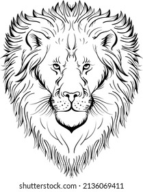 The Vector logo lion for tattoo or T-shirt print design or outwear.  Hunting style lions background. This hand drawing would be nice to make on the black fabric or canvas.