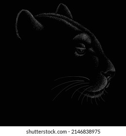 The Vector logo lion for tattoo or T-shirt print design or outwear.  Hunting style lions background. This hand drawing would be nice to make on the black fabric or canvas.