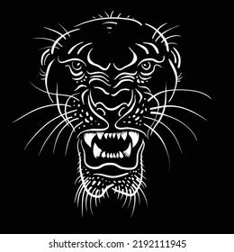 The Vector logo lion for tattoo or T-shirt print design or outwear.  Hunting style lions background. This drawing would be nice to make on the black fabric or canvas.