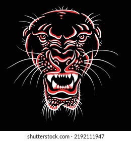 The Vector logo lion for tattoo or T-shirt print design or outwear.  Hunting style lions background. This drawing would be nice to make on the black fabric or canvas.