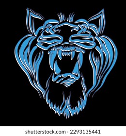 The Vector logo lion for tattoo or T-shirt print design or outwear.  Hunting style lions background. This drawing would be nice to make on the black fabric or canvas.