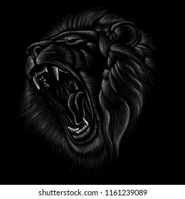 The Vector Logo Lion For T-shirt Design Or Outwear.  Hunting Style Lion Background.