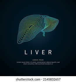 Vector logo liver color silhouette on a dark background. Human liver medical structure- EPS 10