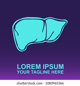 Vector Logo Liver Human Organ on Gradient Color Background Violet and Pink. Flat, Icon, Sign, Symbol, Object, Graphic Design, Element, Illustration for Print.