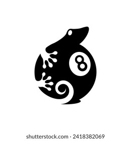 vector logo of a lizard crawling on a billiard ball