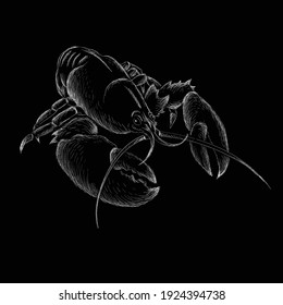 The Vector logo Lobster for tattoo or T-shirt design or outwear.  Cute print style Lobster background. This hand drawing would be nice to make on the black fabric or canvas.