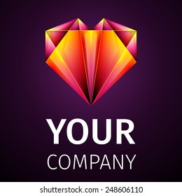 vector logo logotype icon, in the form of heart on a dark background