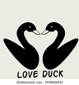 Vector logo love in the duck