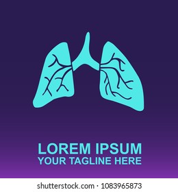 Vector Logo Lungs Human Organ on Gradient Color Background Violet and Pink. Flat, Icon, Sign, Symbol, Object, Graphic Design, Element, Illustration for Print.