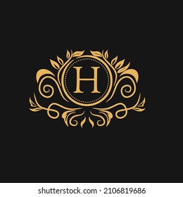 Modelo de diseño de lujo con logotipo vector en estilo lineal de moda. Lujo, hotel, moda, emblema de belleza y joyería, cartel, símbolo de negocios.