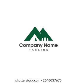 vector logo M mountain tent camping. logo template