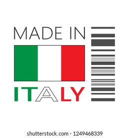 vector logo made in Italy with bar code