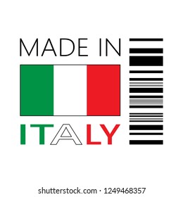 vector logo made in Italy with bar code