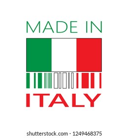 vector logo made in Italy with bar code