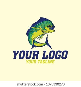 vector logo mahi mahi fishing 