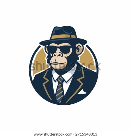 Vector logo of a male monkey wearing a suit and tie 