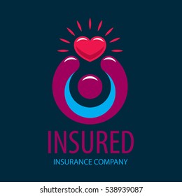 vector logo man holding a heart