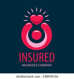 vector logo man holding a heart