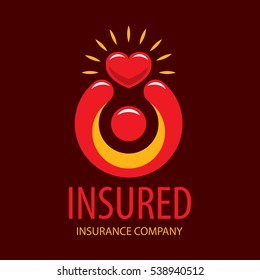 vector logo man holding a heart